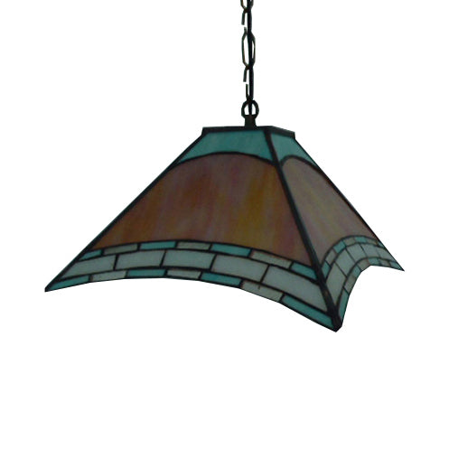 Handcrafted Tiffany-Style Orange Glass Pyramid Pendulum Light for Dining Room