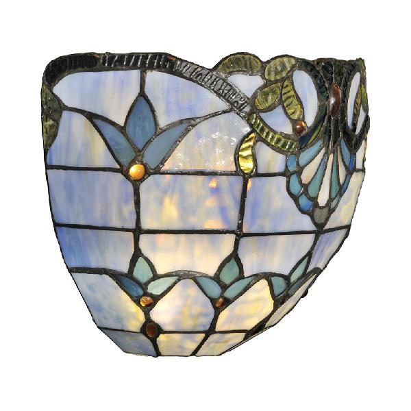 Blue Stained Glass Victorian Style Sconce Light - Perfect For Coffee Shops