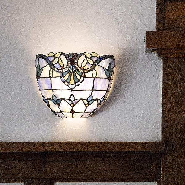 Blue Stained Glass Victorian Style Sconce Light - Perfect For Coffee Shops