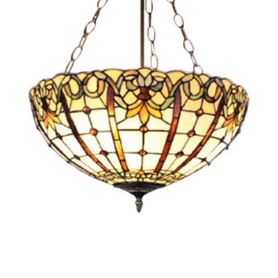 Inverted Bowl Art Glass Pendant Ceiling Light - White Perfect For Bedroom