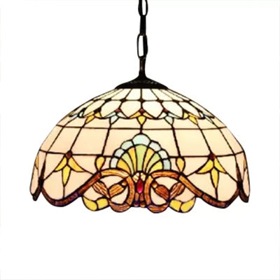 Victorian Style Adjustable 2-Light Hanging Lamp With Art Glass Shade - 16 W Living Room Décor