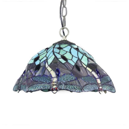 Orange Stained Art Glass Flared Pendant Light - 1 Head Tiffany-Style Suspended Fixture