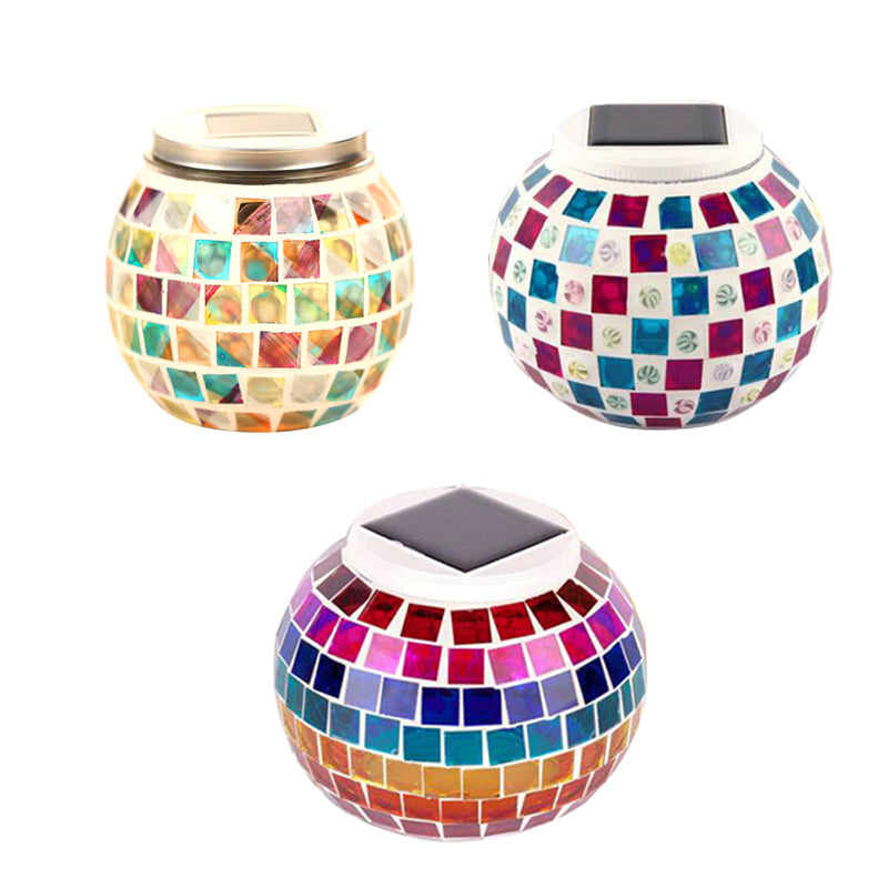 Mosaic Stained Glass Solar Globe Table Lamp - Bedside Decorative Lighting Fixture