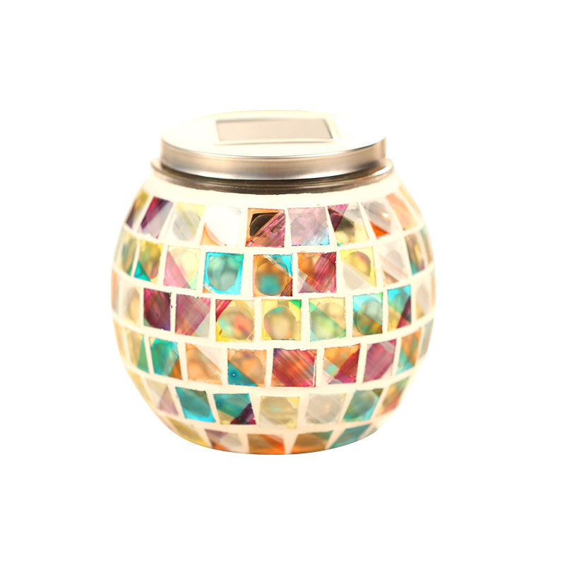 Mosaic Stained Glass Solar Globe Table Lamp - Bedside Decorative Lighting Fixture