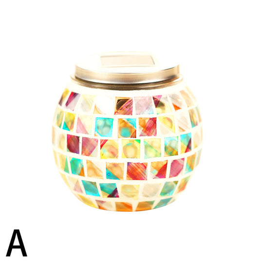 Mosaic Stained Glass Solar Globe Table Lamp - Bedside Decorative Lighting Fixture