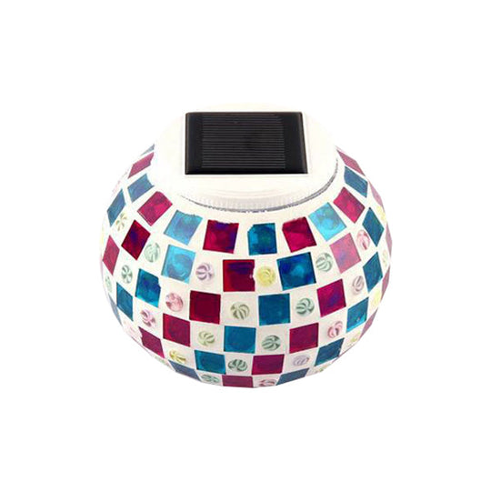 Mosaic Stained Glass Solar Globe Table Lamp - Bedside Decorative Lighting Fixture