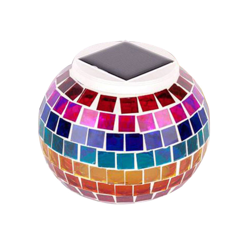 Mosaic Stained Glass Solar Globe Table Lamp - Bedside Decorative Lighting Fixture