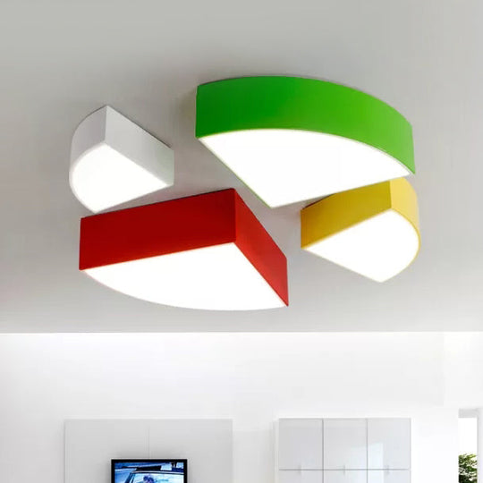 Cartoon Led Tangram Flush Mount Ceiling Light For Living Room - Acrylic Fixture