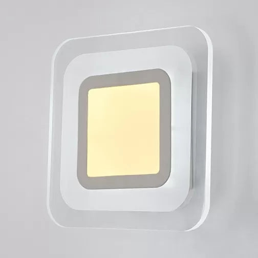 Square Led Wall Sconce - Simple White Acrylic Light For Stairway