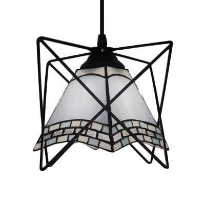 Stylish Mediterranean Pendant Light with Stainless Glass, White Finish