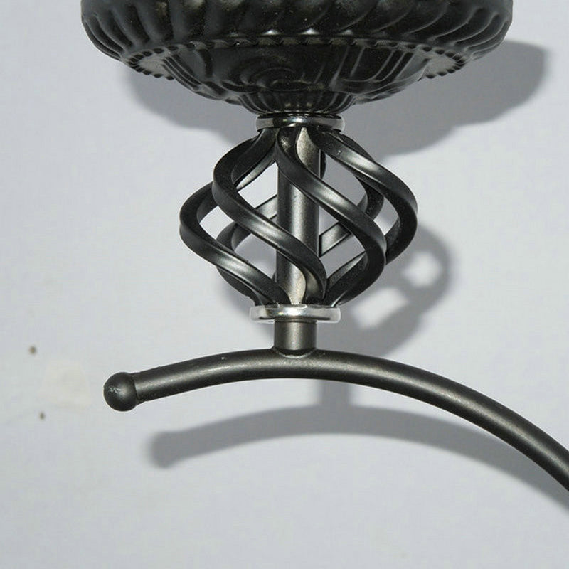 Vintage Metal Flameless Candle Ceiling Light - Circle Shape, Black