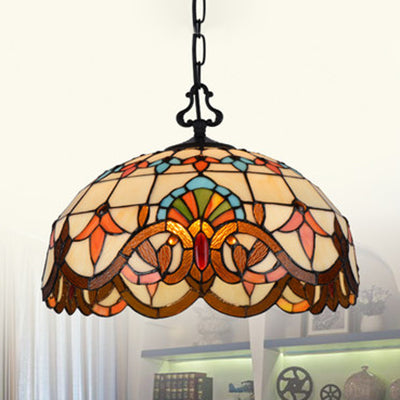 Tiffany-Style Stained Glass Pendant Light Fixture - Black Victorian/Butterfly/Sunflower Design