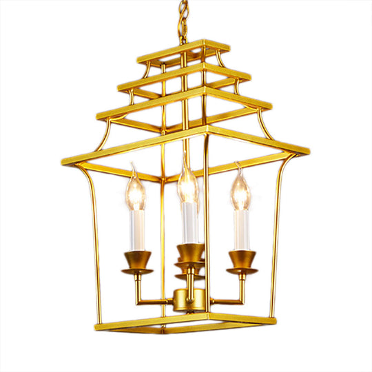 Vintage Style Metal Cage Hanging Lamp with 4 Lights for Living Room Pendant Lighting