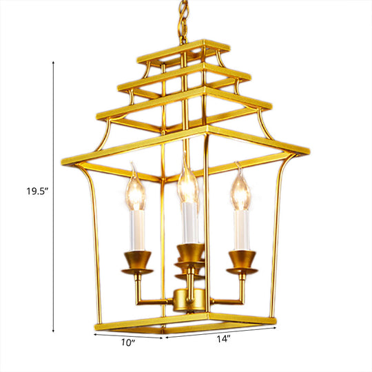 Vintage Style Metal Cage Hanging Lamp with 4 Lights for Living Room Pendant Lighting