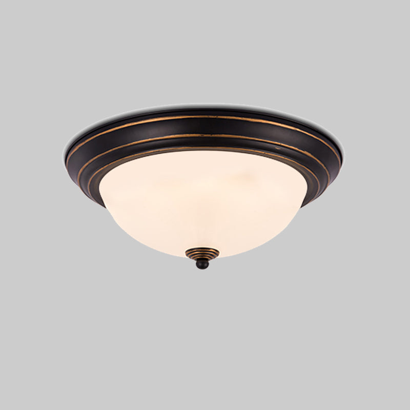 Milky Glass Led Flush Mount Ceiling Light Black For Study 13/15 W