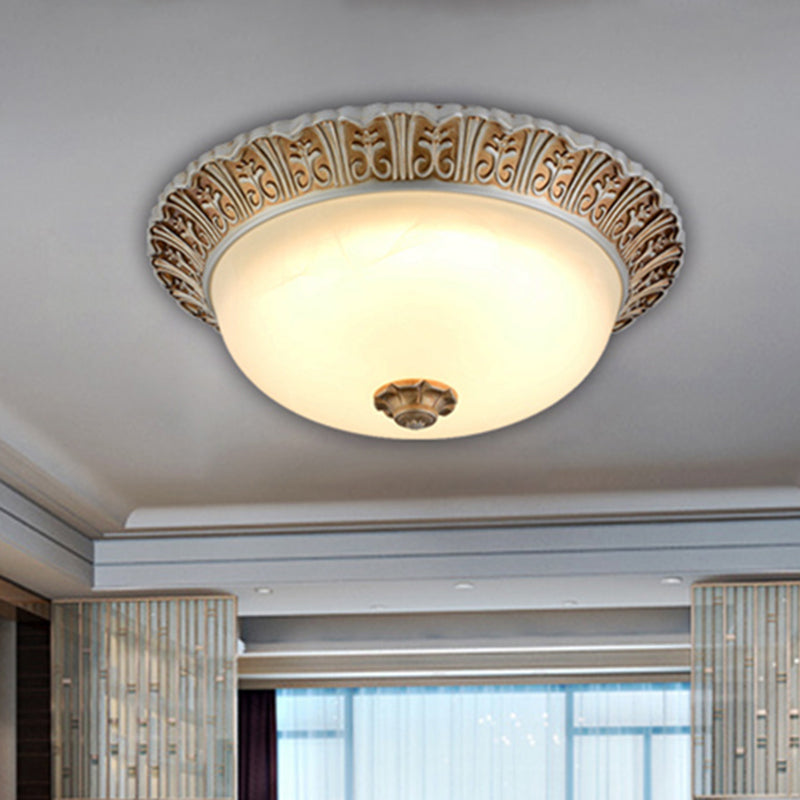 Led Opal Glass Flush Mount Ceiling Light In Khaki Tone Sizes 10.5 & 12.5 - Traditional Design Ideal