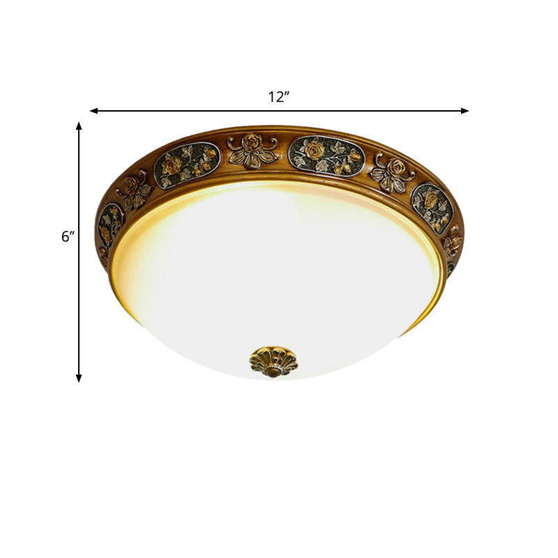 Traditional Wood Resin 3-Head Flush Mount Ceiling Light For Hallway - 12/15/19 Wide