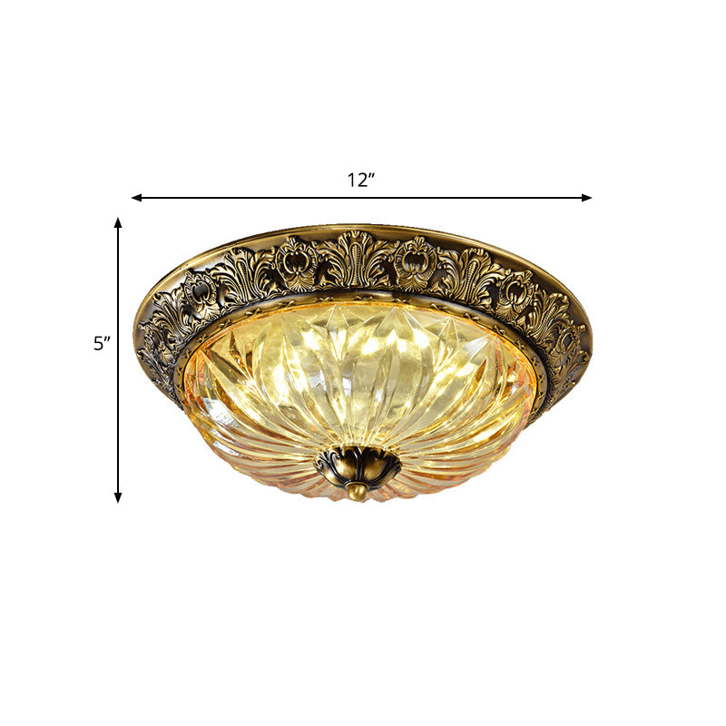 Minimalist Crystal Dome Ceiling Light Fixture - 2/3 Heads Brass Flush Mount Lamp Study Room Lighting