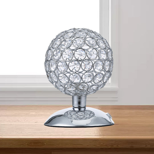 Alrakis - Sphere Sphere Night Table Light Modern Crystal-Encrusted Shade 1 Bulb Chrome Small Desk Lamp