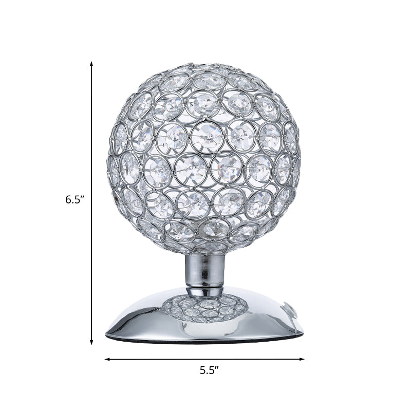 Alrakis - Sphere Sphere Night Table Light Modern Crystal-Encrusted Shade 1 Bulb Chrome Small Desk Lamp