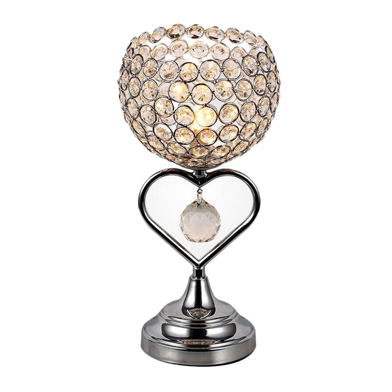 Aria - Chrome Domed Night Lamp with Loving Heart Detail