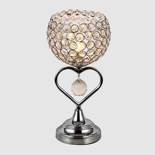 Aria - Chrome Domed Night Lamp with Loving Heart Detail