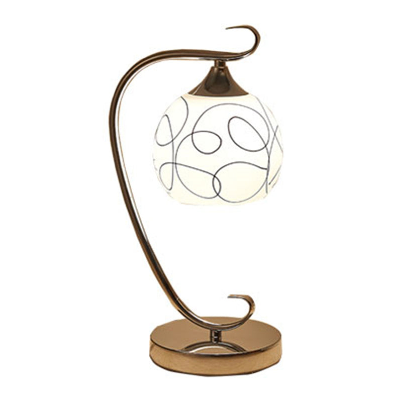 Caterina - Classic White Glass Orb Shape Study Room Reading Lamp