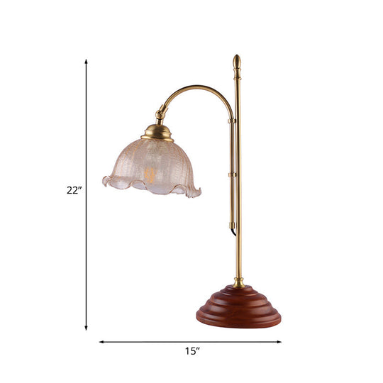 Minimalist Crackled Glass Bell Desk Lamp With Gold Finish - Perfect For Bedroom Reading Or Book