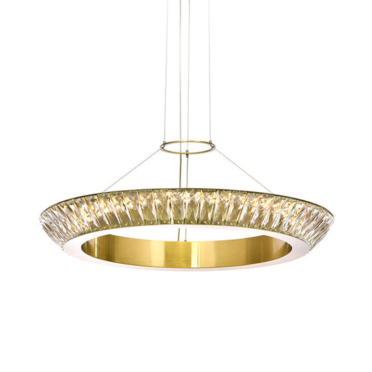 Modern Led Crystal Chandelier Ceiling Pendant Light - Gold Ring Dining Room Fixture