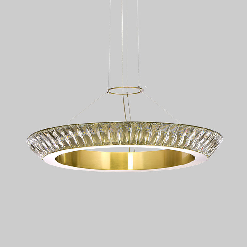 Modern Led Crystal Chandelier Ceiling Pendant Light - Gold Ring Dining Room Fixture