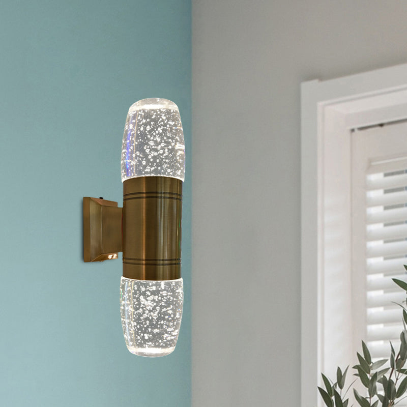 Modern Led Crystal Wall Sconce Light In Brass For Bedroom