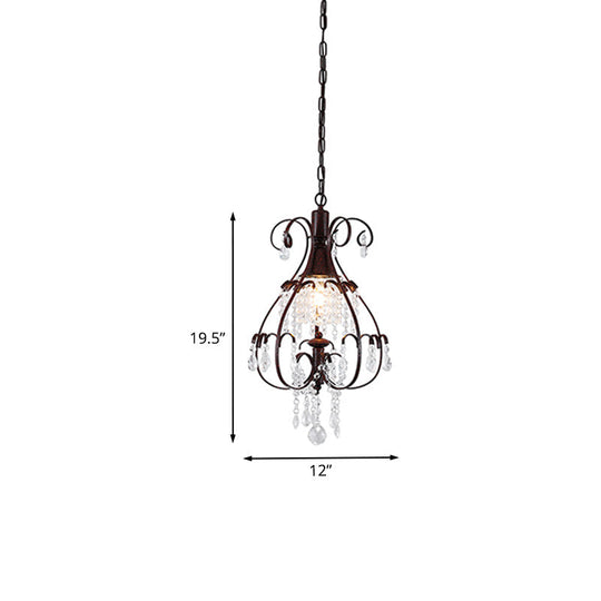 Pendulum Coffee Hanging Light - Elegant Crystal Heart Ceiling Lamp For Traditional Living Room