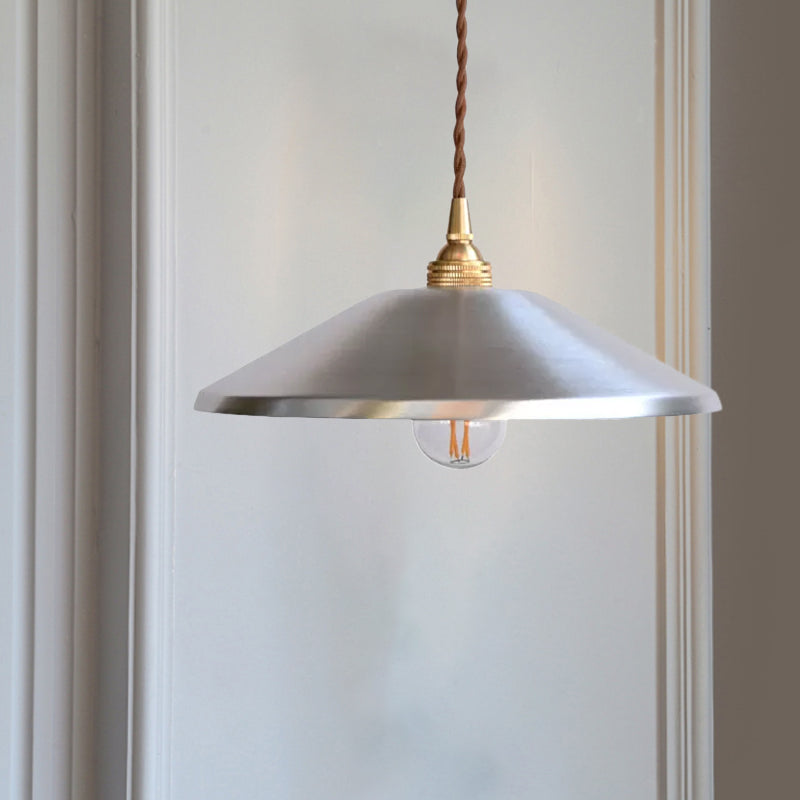 Sleek Silver Saucer Pendant Light with Metal Warehouse Design - 1-Light for Garage Ceiling Suspension