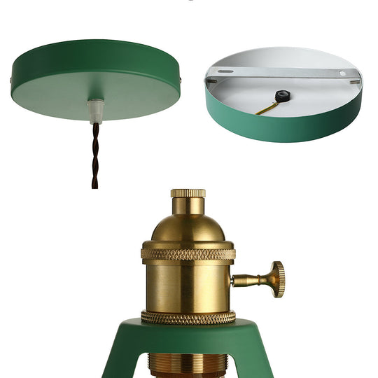 Industrial Metal Pendant Lamp: Stylish 1-Light Ceiling Light for Living Room with Plug-In Cord - Green Barn Design