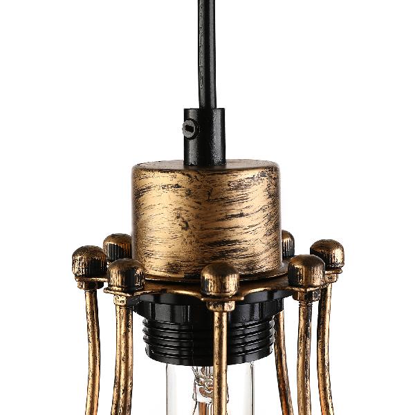 Antique Brass Metal Pendant Light Cage - Stylish Farmhouse Hanging Lamp Fixture with 1 Light