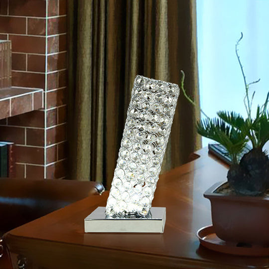 Ascella - Chrome Simple Slanting Cuboid Table Light Inserted Crystal LED Night Table Lamp in Chrome