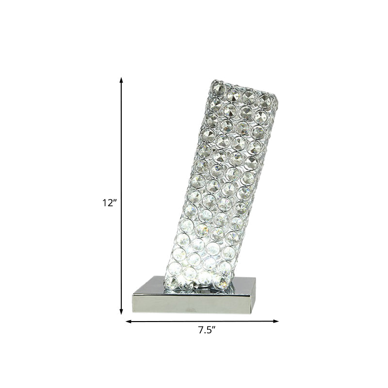 Ascella - Chrome Simple Slanting Cuboid Table Light Inserted Crystal LED Night Table Lamp in Chrome