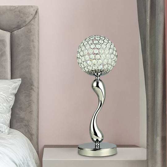 Mara - Contemporary Crystal LED Chrome Nightstand Lamp