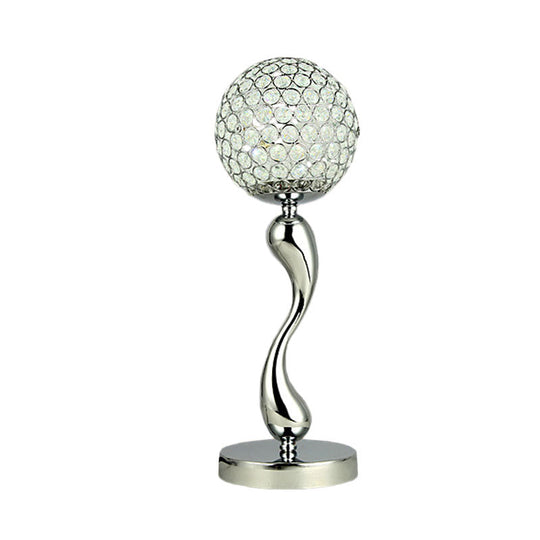 Contemporary Crystal Led Table Lamp - Stylish Sphere Design For Study Room Nightstand Or Area