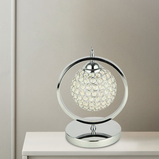 Minimalist Chrome Crystal Led Study Room Night Table Lamp