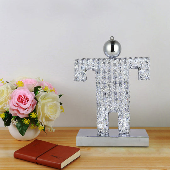 Contemporary Led Crystal Table Lamp: Chrome Human Shape For Dining Room Nightstand