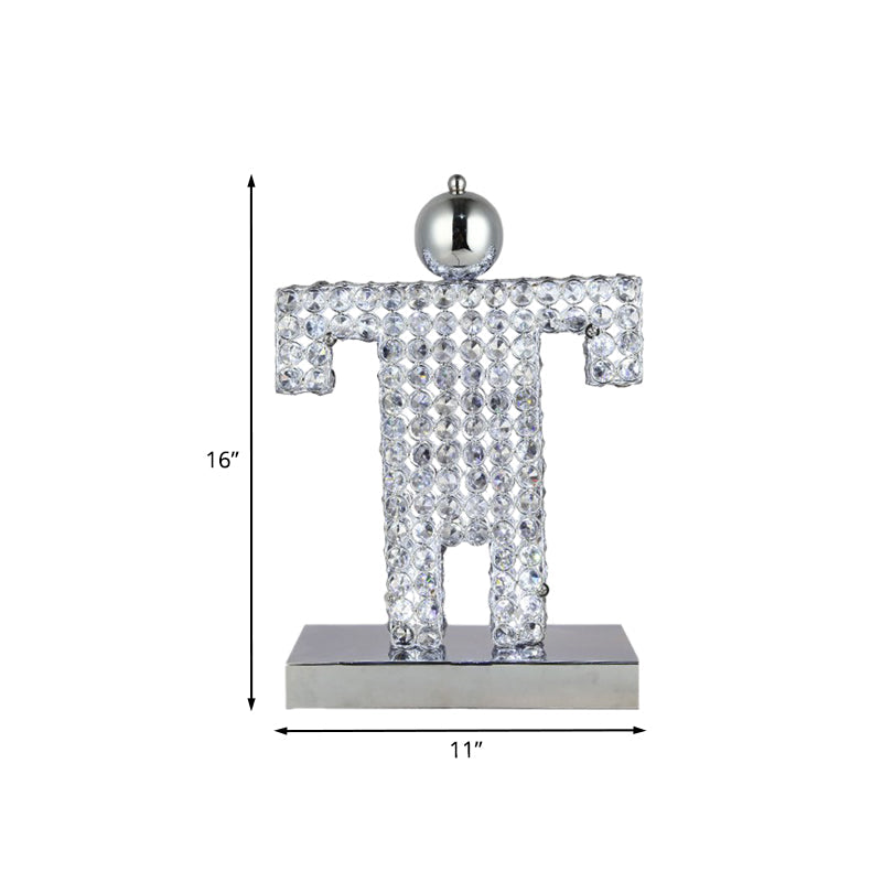 Contemporary Led Crystal Table Lamp: Chrome Human Shape For Dining Room Nightstand