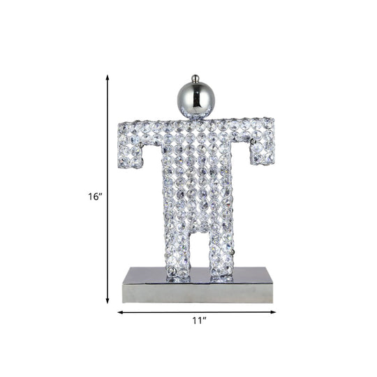 Contemporary Led Crystal Table Lamp: Chrome Human Shape For Dining Room Nightstand