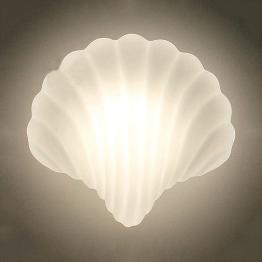 Modern White Acrylic Shell Wall Light - Lovely Bedroom Nursing Room Lamp