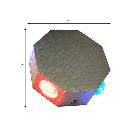 Led Beer Pub Wall Sconce: Modern Nickel Finish Fixture W/ Aluminum Hexagon Shade Colorful Light