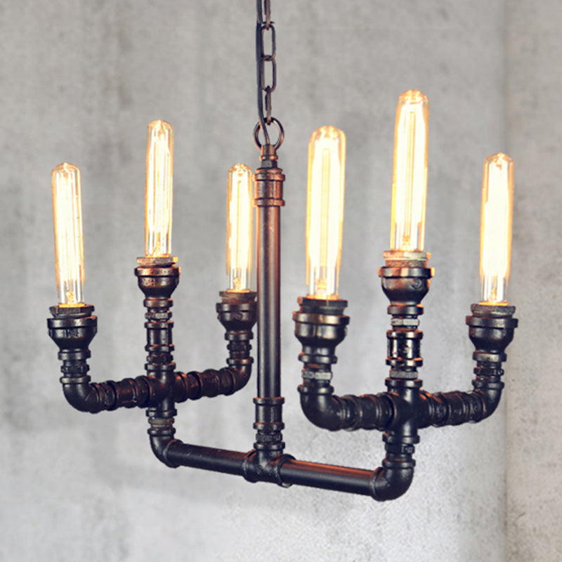 Trident Metallic Suspension Pendant - Black, 6 Heads - Perfect for Restaurants!