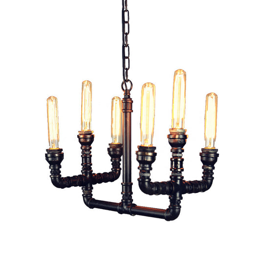 Trident Metallic Suspension Pendant - Black, 6 Heads - Perfect for Restaurants!