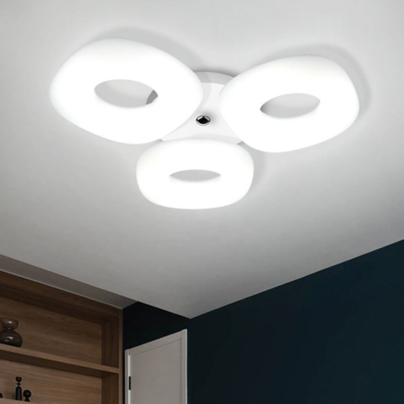 Modern White Flush Ceiling Light Set - 3/4 Head LED Fixture for Living Room & Bedroom