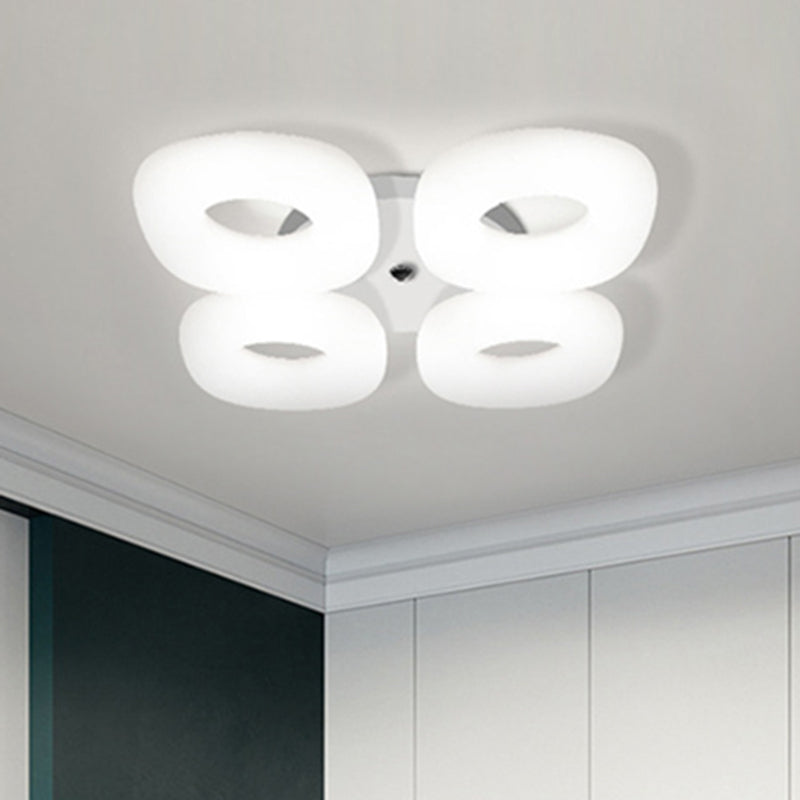 Modern White Flush Ceiling Light Set - 3/4 Head LED Fixture for Living Room & Bedroom