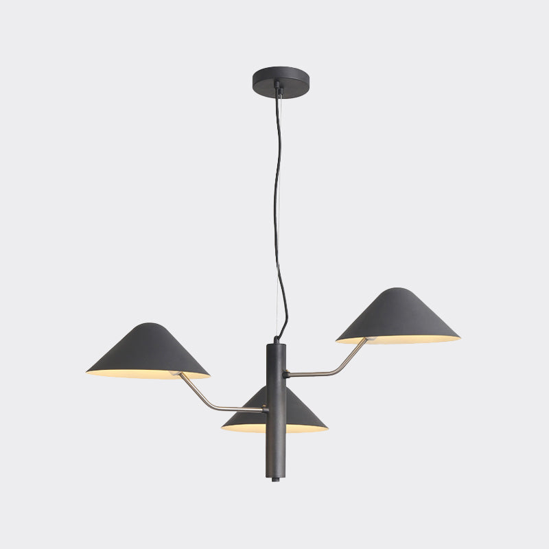 Postmodern Branch Suspension Light With Metal Cone Shades - Chandelier For Dining Room (3/5 Lights